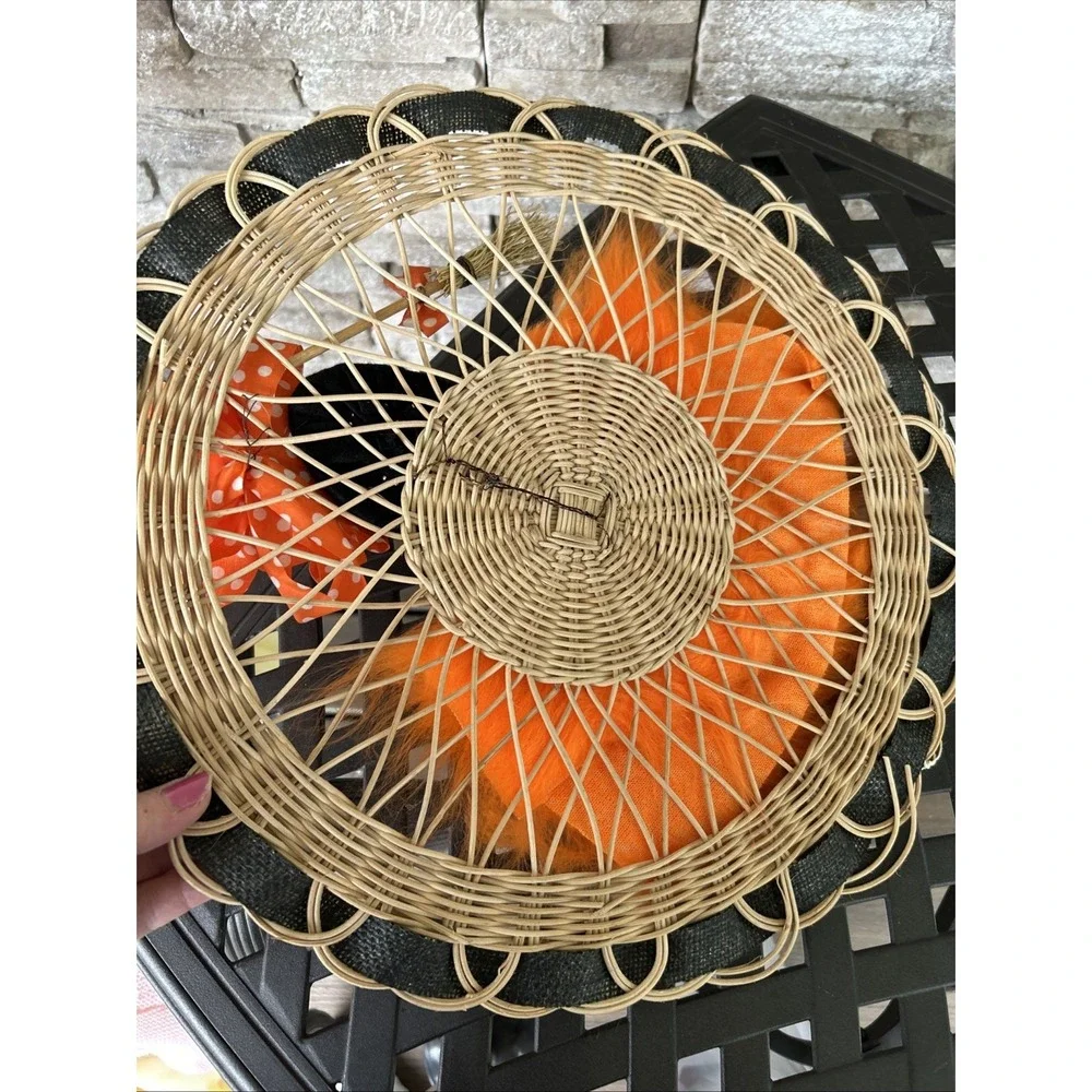 Vintage 16 Inch Handmade Witch Face Halloween Wreath